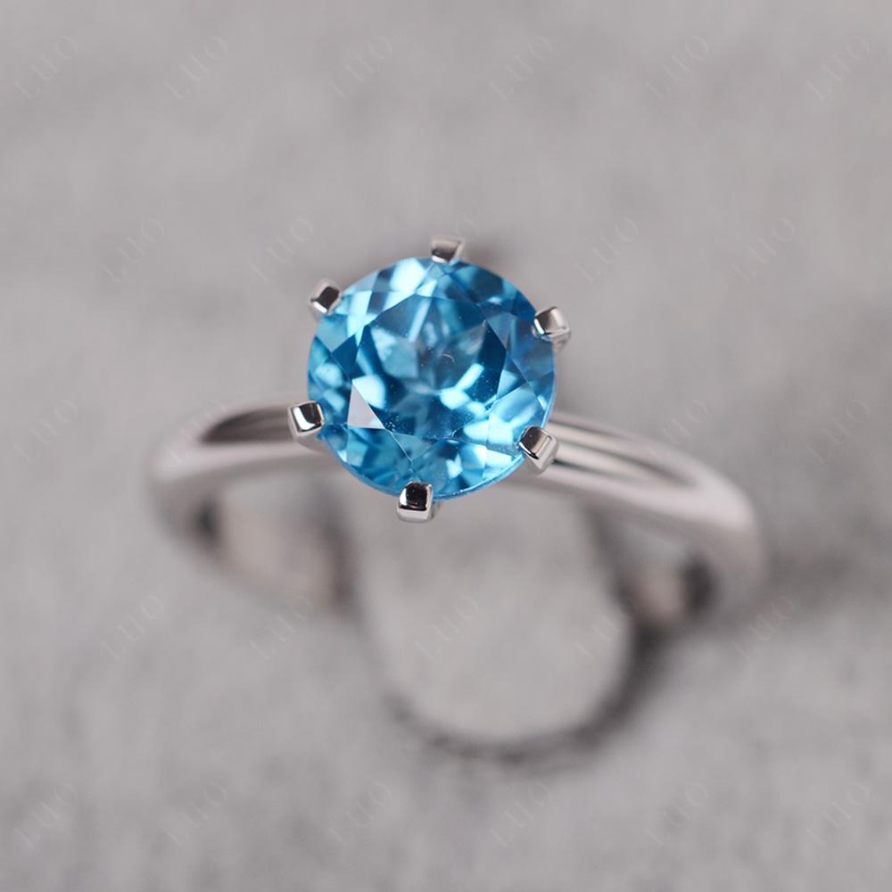 Swiss Blue Topaz Cathedral Engagement Ring - LUO Jewelry