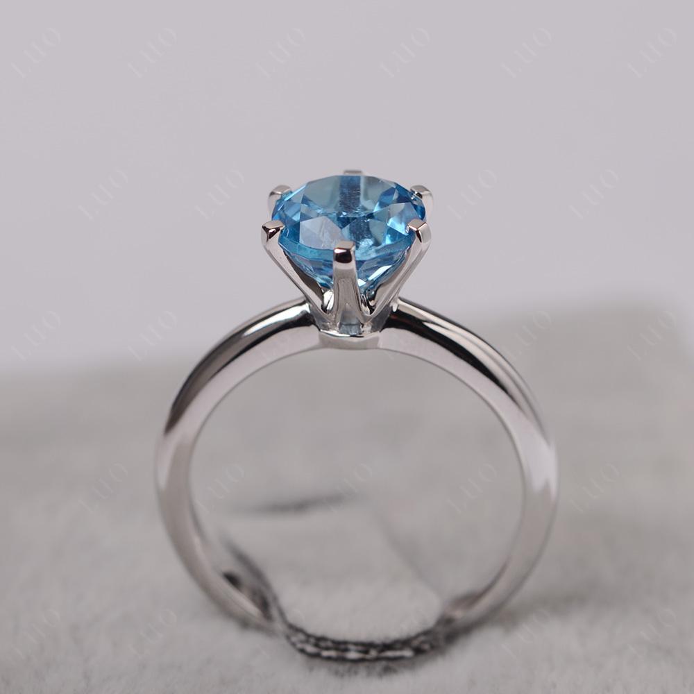 Swiss Blue Topaz Cathedral Engagement Ring - LUO Jewelry