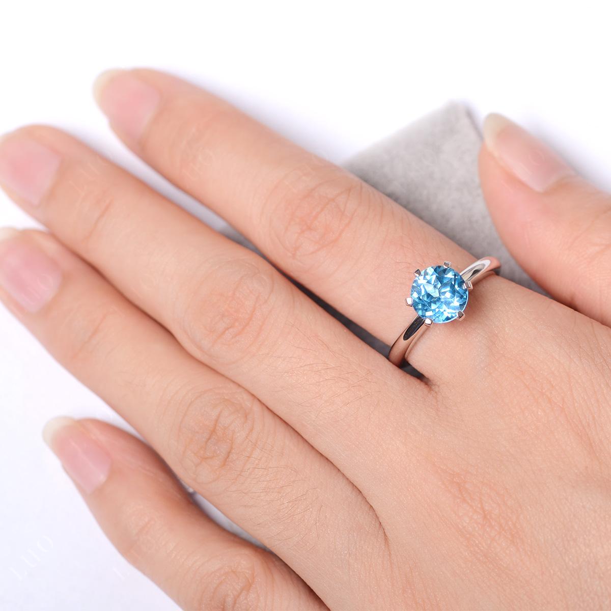 Swiss Blue Topaz Cathedral Engagement Ring - LUO Jewelry