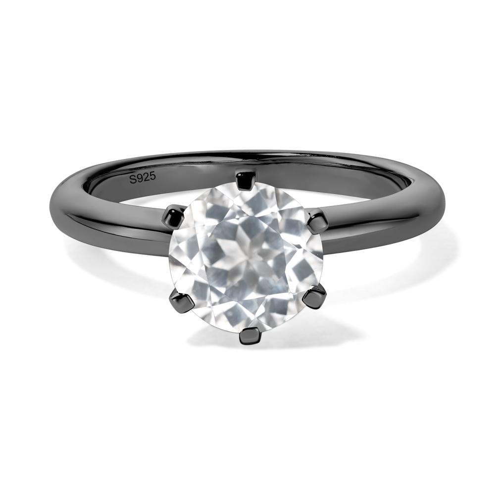 White Topaz Cathedral Engagement Ring - LUO Jewelry #metal_black finish sterling silver