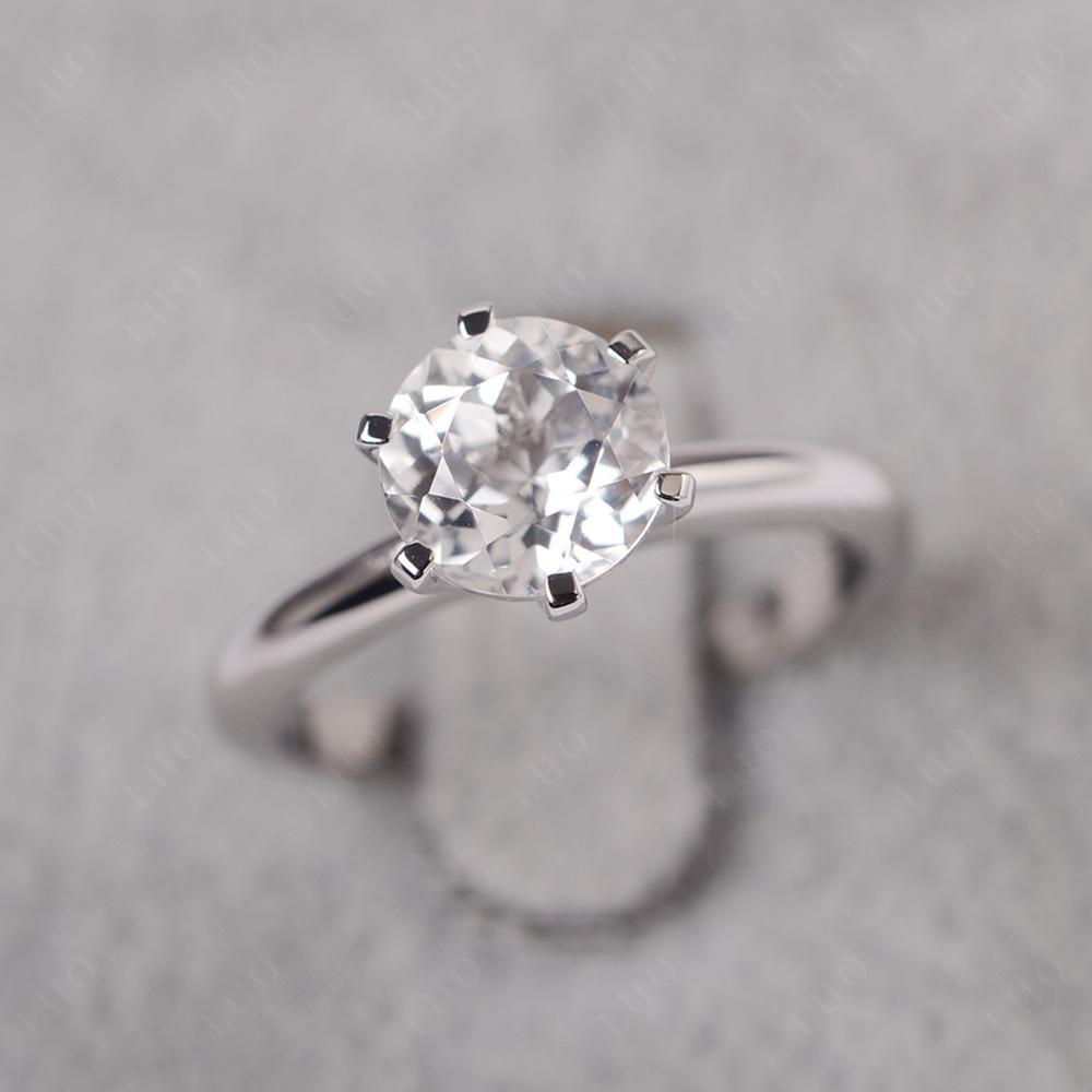 White Topaz 6 Prong Solitaire Engagement Ring - LUO Jewelry