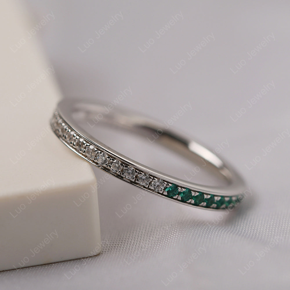 Emerald And Blue Cubic Zirconia And Cubic Zirconia Eternity Band Ring - LUO Jewelry