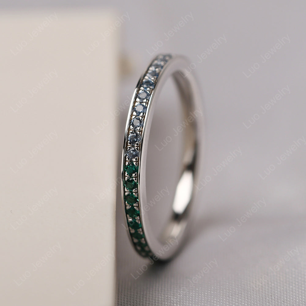 Emerald And Blue Cubic Zirconia And Cubic Zirconia Eternity Band Ring - LUO Jewelry