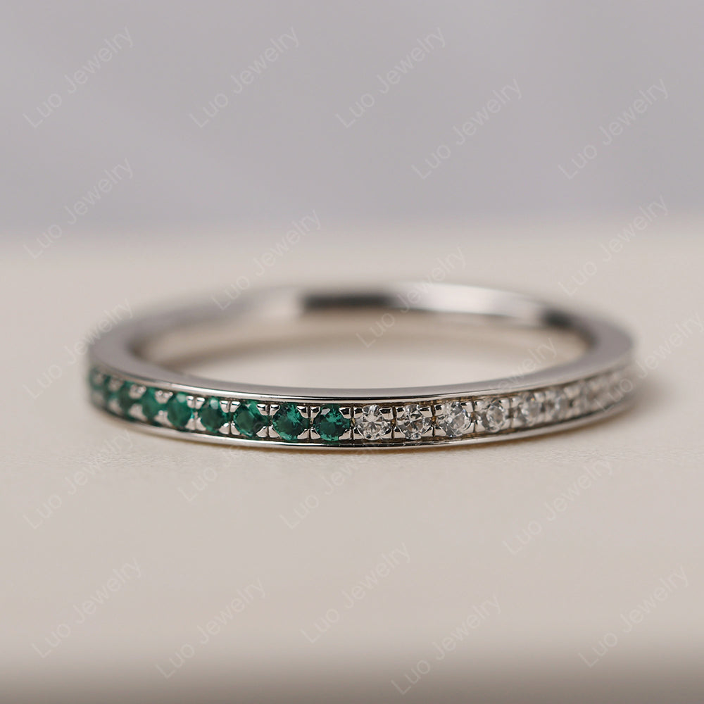 Emerald And Blue Cubic Zirconia And Cubic Zirconia Eternity Band Ring - LUO Jewelry