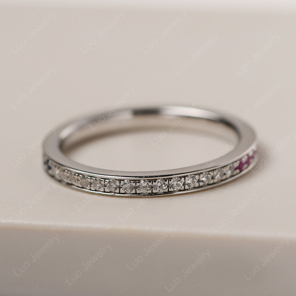 Ruby And Lab Sapphire And Cubic Zirconia Eternity Band Ring - LUO Jewelry