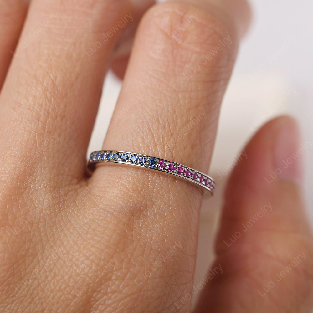 Ruby And Lab Sapphire And Cubic Zirconia Eternity Band Ring - LUO Jewelry