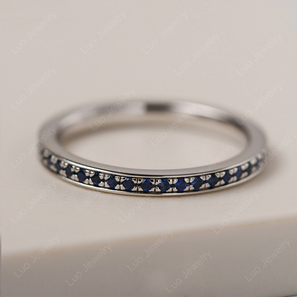 Lab Sapphire Eternity Band Ring - LUO Jewelry