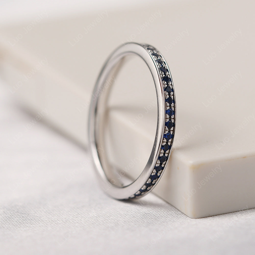 Lab Sapphire Eternity Band Ring - LUO Jewelry