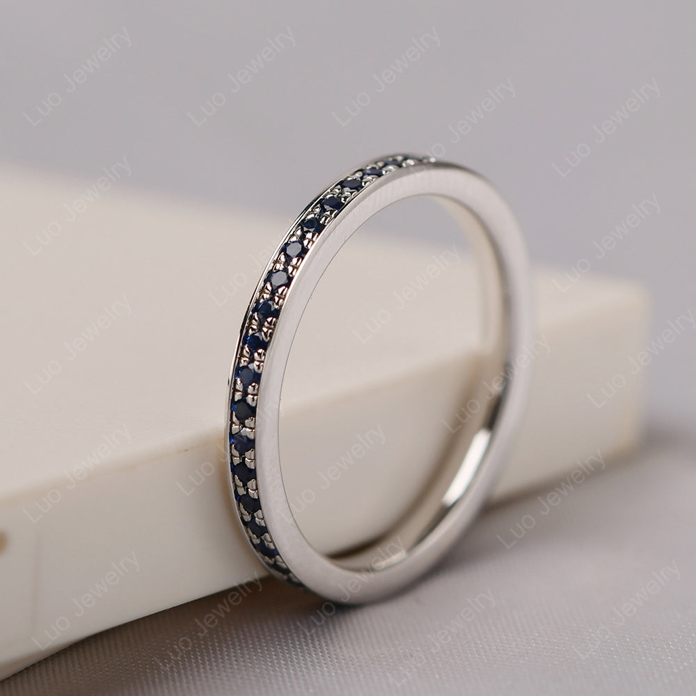 Lab Sapphire Eternity Band Ring - LUO Jewelry