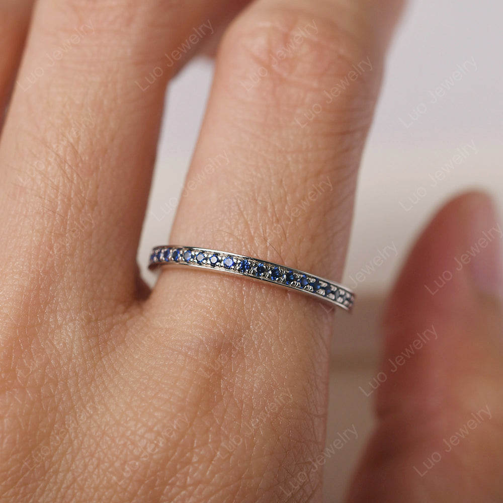 Lab Sapphire Eternity Band Ring - LUO Jewelry