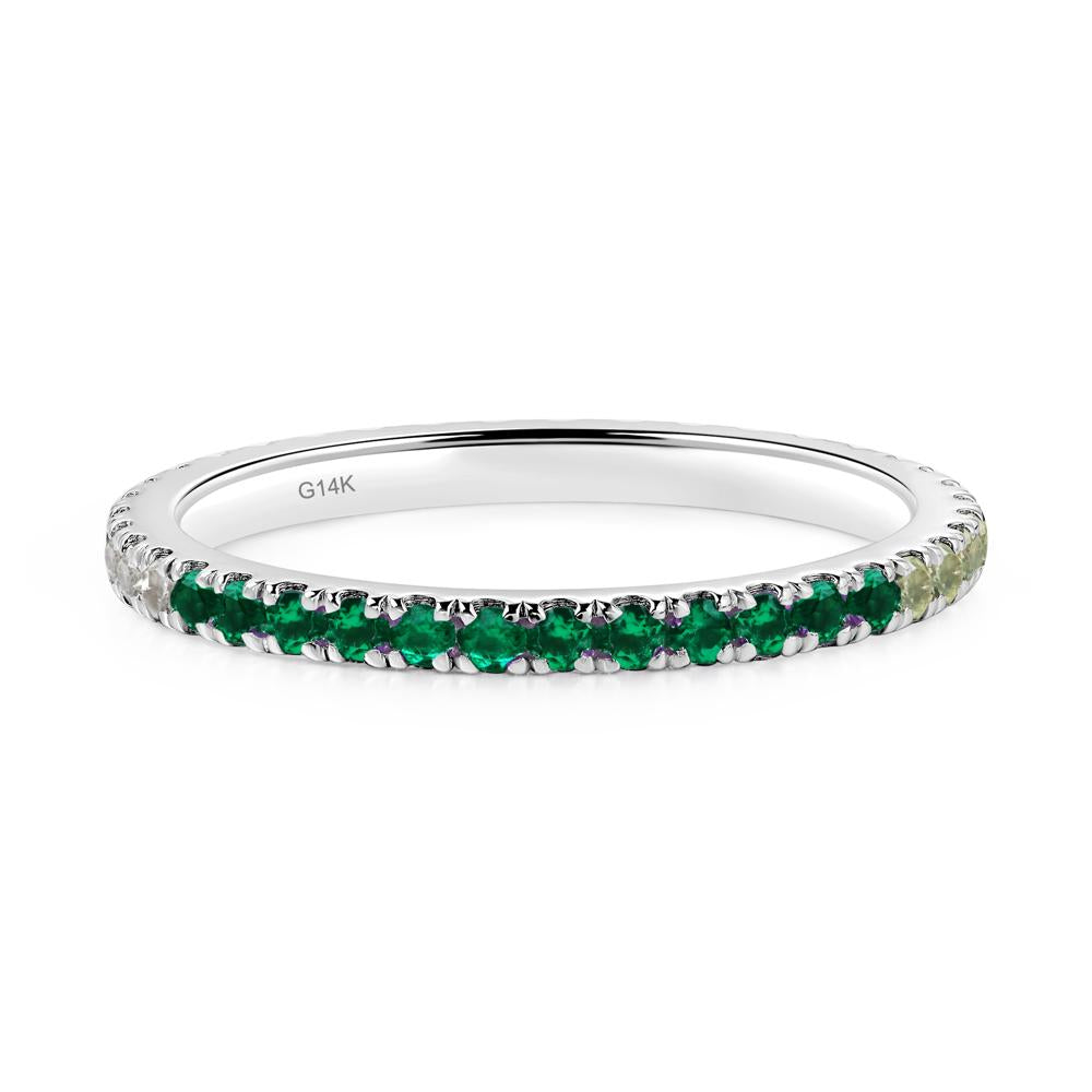 Cubic Zirconia and Emerald and Peridot Pave Eternity Ring - LUO Jewelry #metal_14k white gold