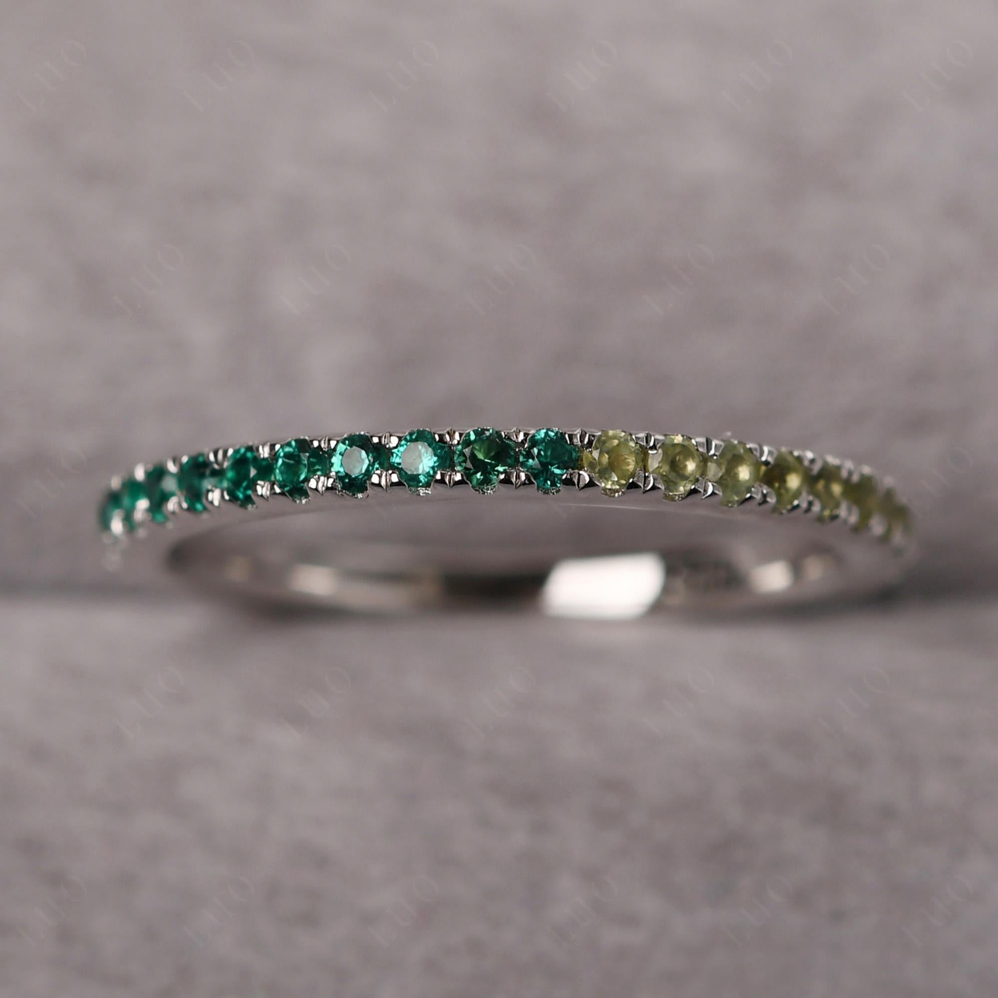 Cubic Zirconia and Emerald and Peridot Pave Eternity Ring - LUO Jewelry