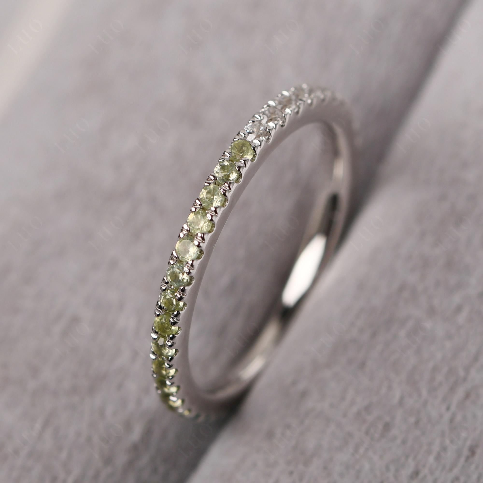 Cubic Zirconia and Emerald and Peridot Pave Eternity Ring - LUO Jewelry