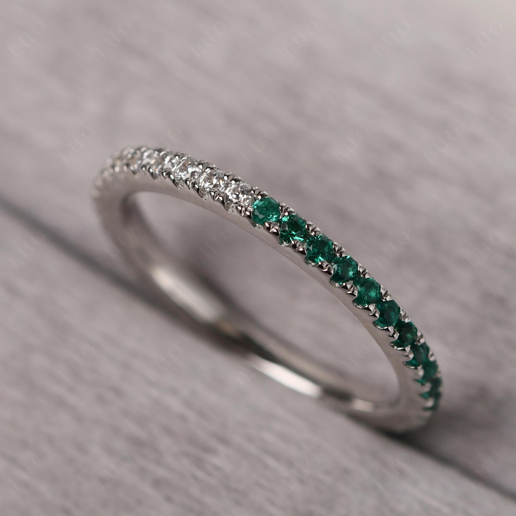 Cubic Zirconia and Emerald and Peridot Pave Eternity Ring - LUO Jewelry