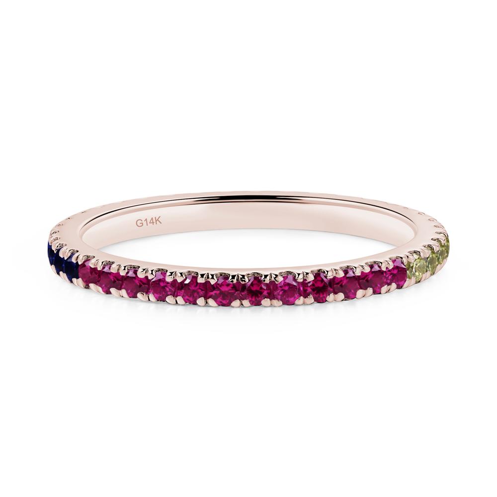 Cubic Zirconia and Ruby and Sapphire Pave Eternity Ring - LUO Jewelry #metal_14k rose gold
