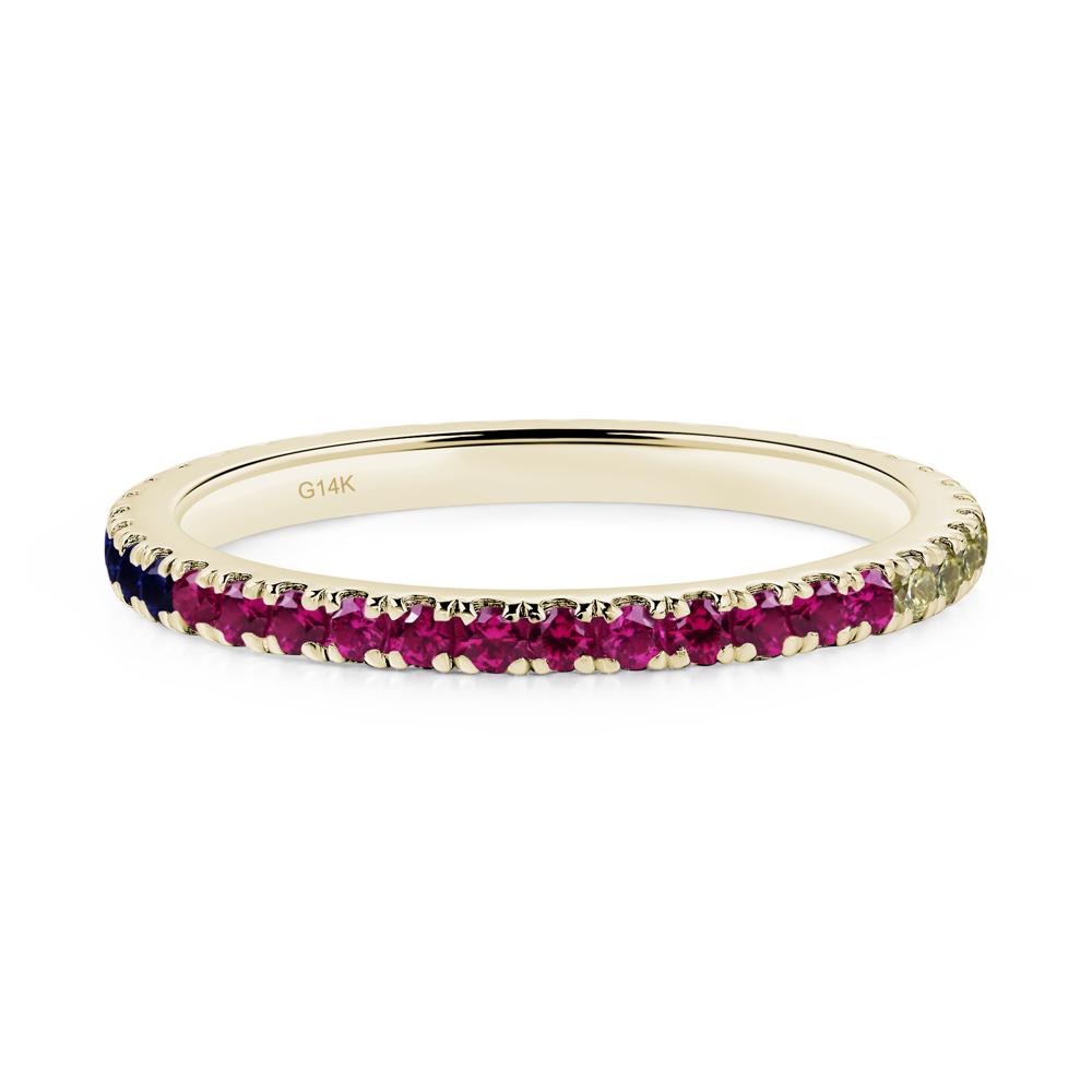 Cubic Zirconia and Ruby and Sapphire Pave Eternity Ring - LUO Jewelry #metal_14k yellow gold