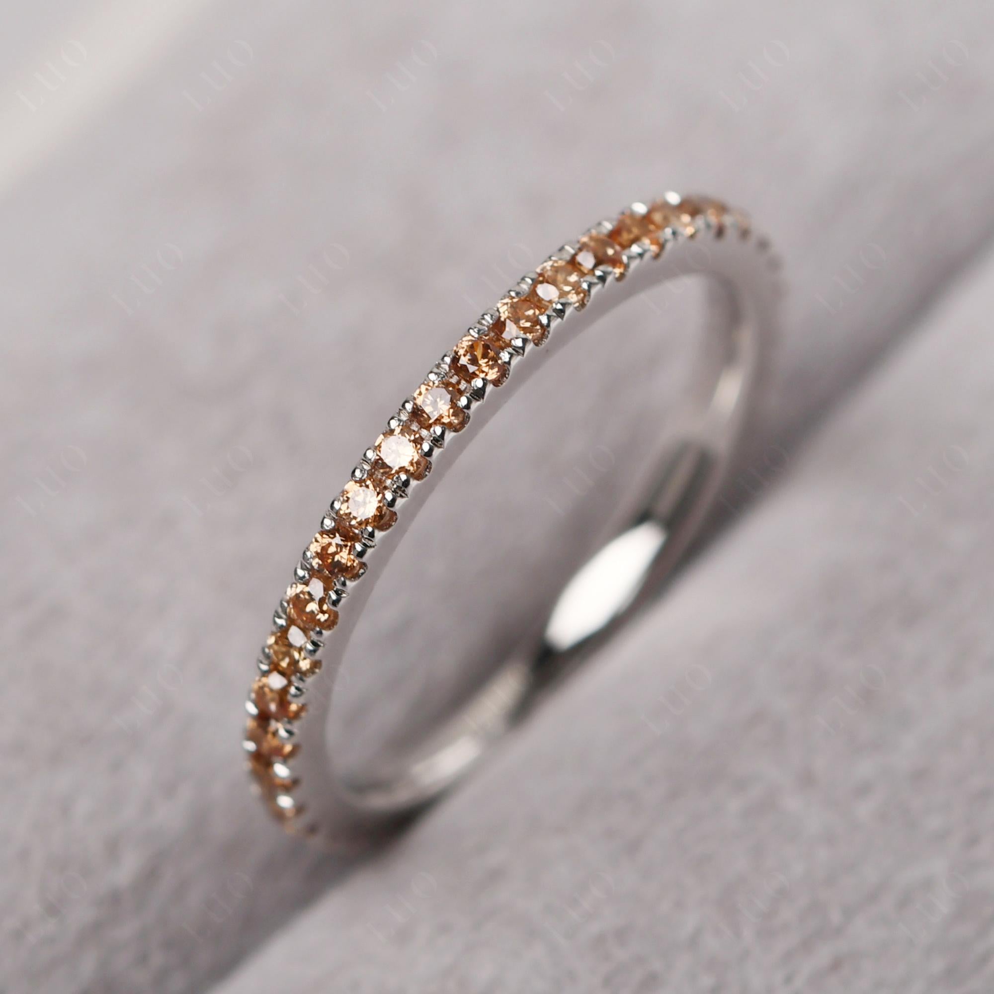 Champagne Cubic Zirconia Pave Eternity Ring - LUO Jewelry