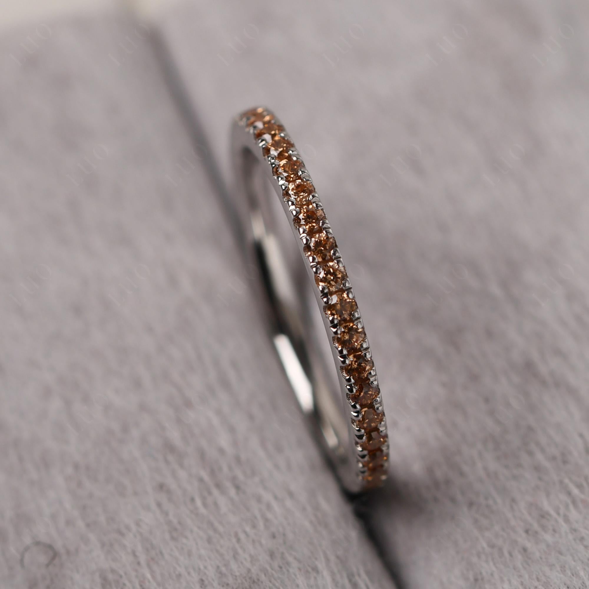 Champagne Cubic Zirconia Pave Eternity Ring - LUO Jewelry