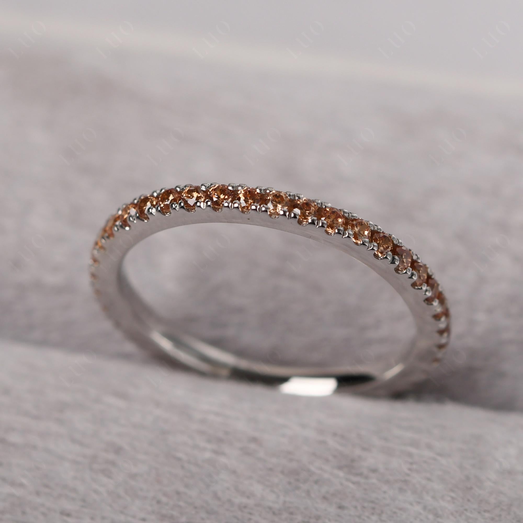 Champagne Cubic Zirconia Pave Eternity Ring - LUO Jewelry