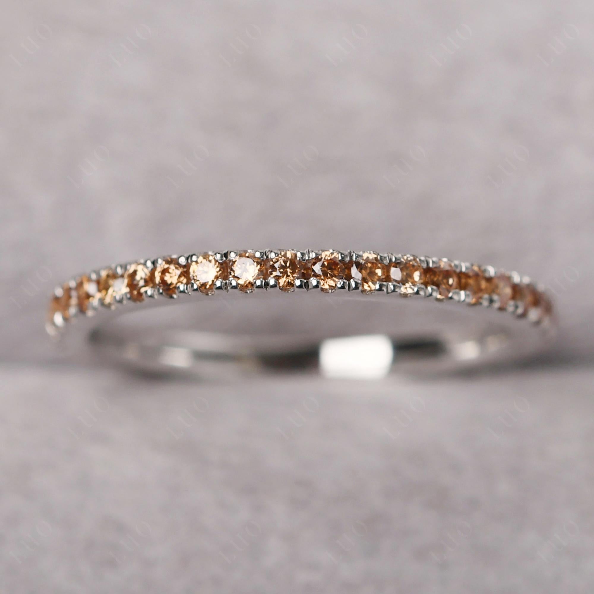 Champagne Cubic Zirconia Pave Eternity Ring - LUO Jewelry
