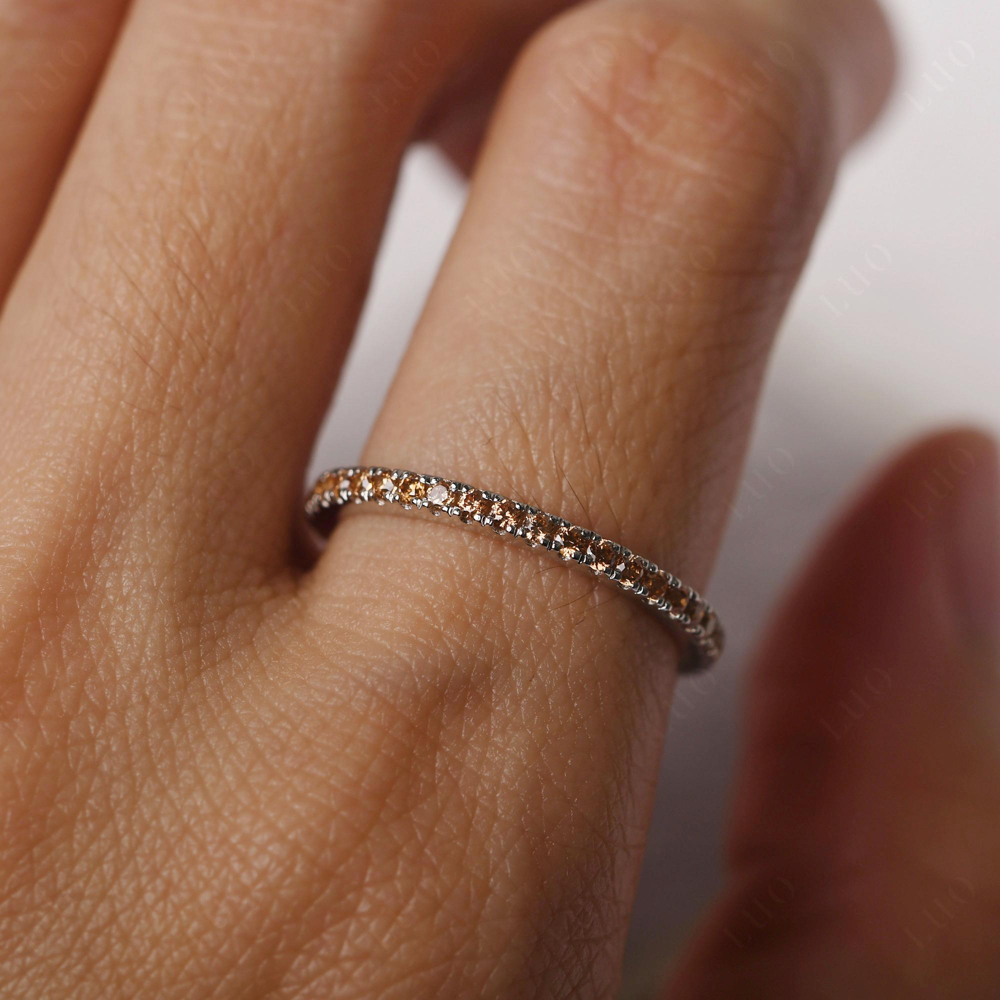 Champagne Cubic Zirconia Pave Eternity Ring - LUO Jewelry