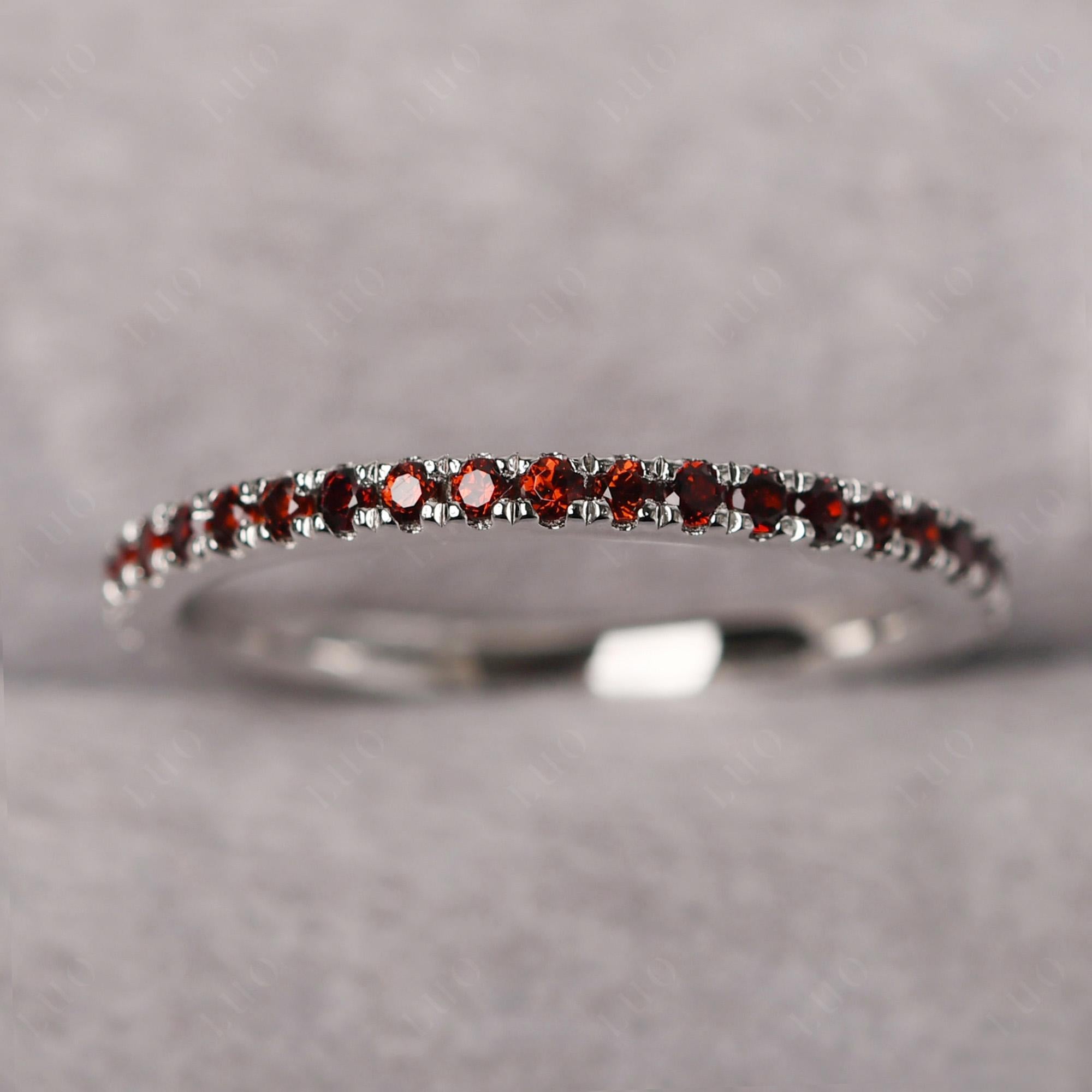 Garnet Pave Eternity Ring - LUO Jewelry