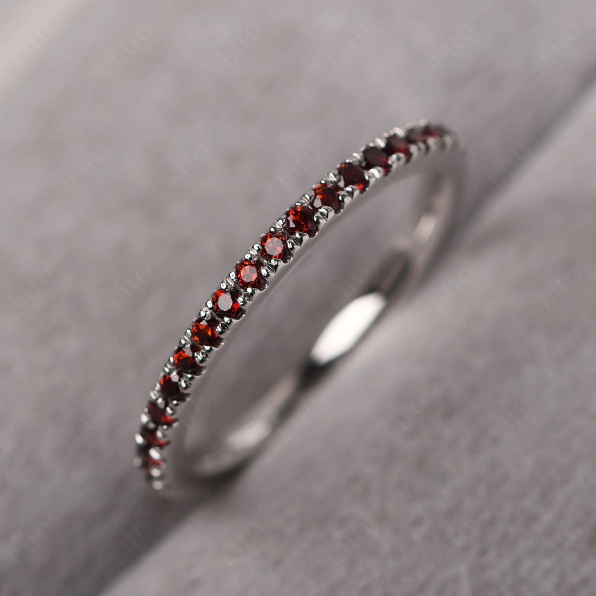Garnet Pave Eternity Ring - LUO Jewelry