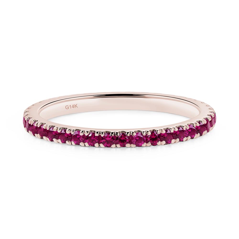 Lab Created Ruby Pave Eternity Ring - LUO Jewelry #metal_14k rose gold