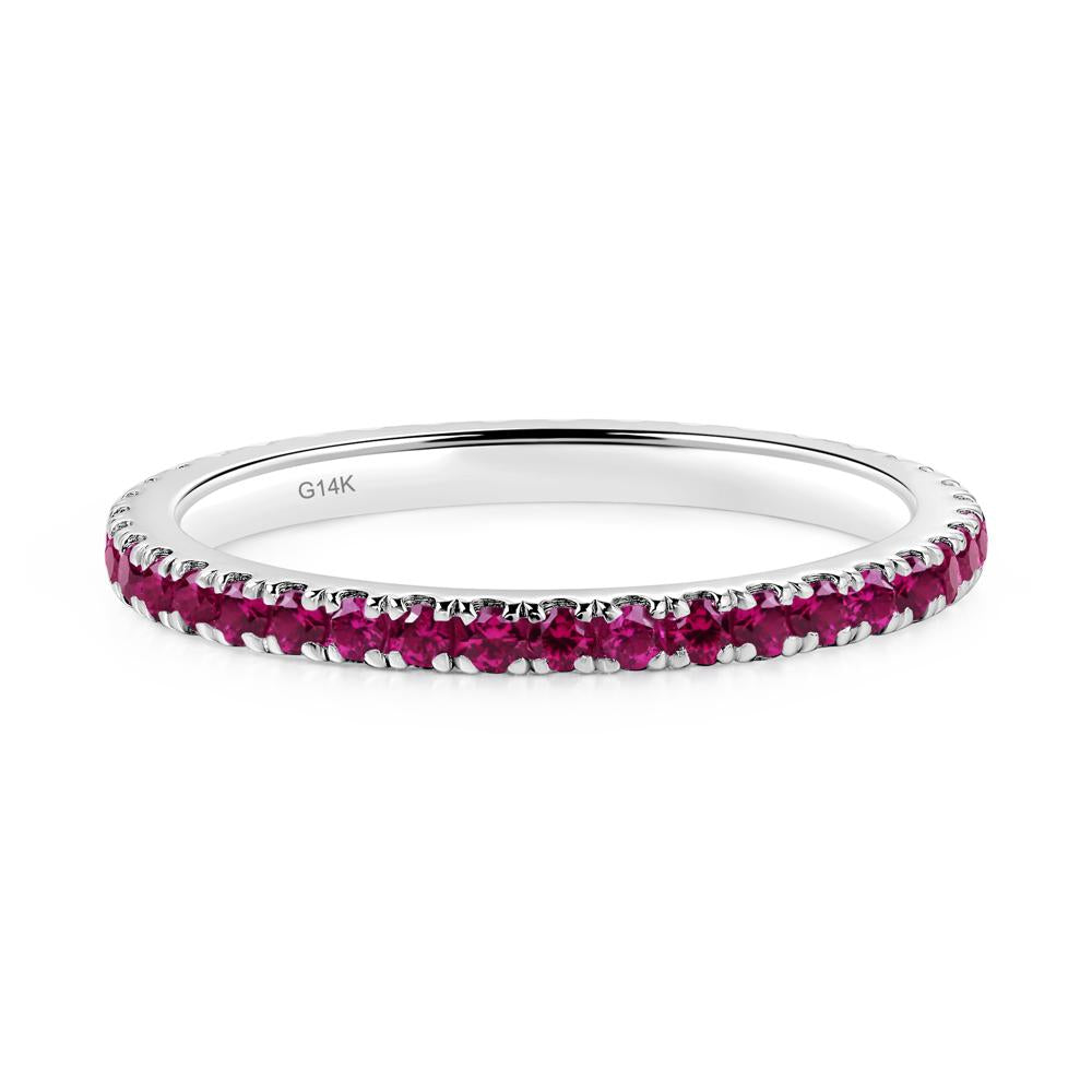 Lab Created Ruby Pave Eternity Ring - LUO Jewelry #metal_14k white gold