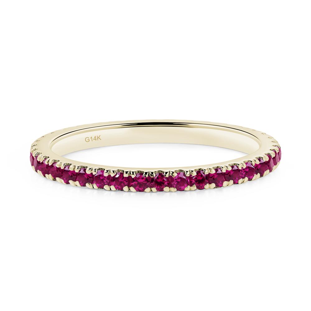 Lab Created Ruby Pave Eternity Ring - LUO Jewelry #metal_14k yellow gold
