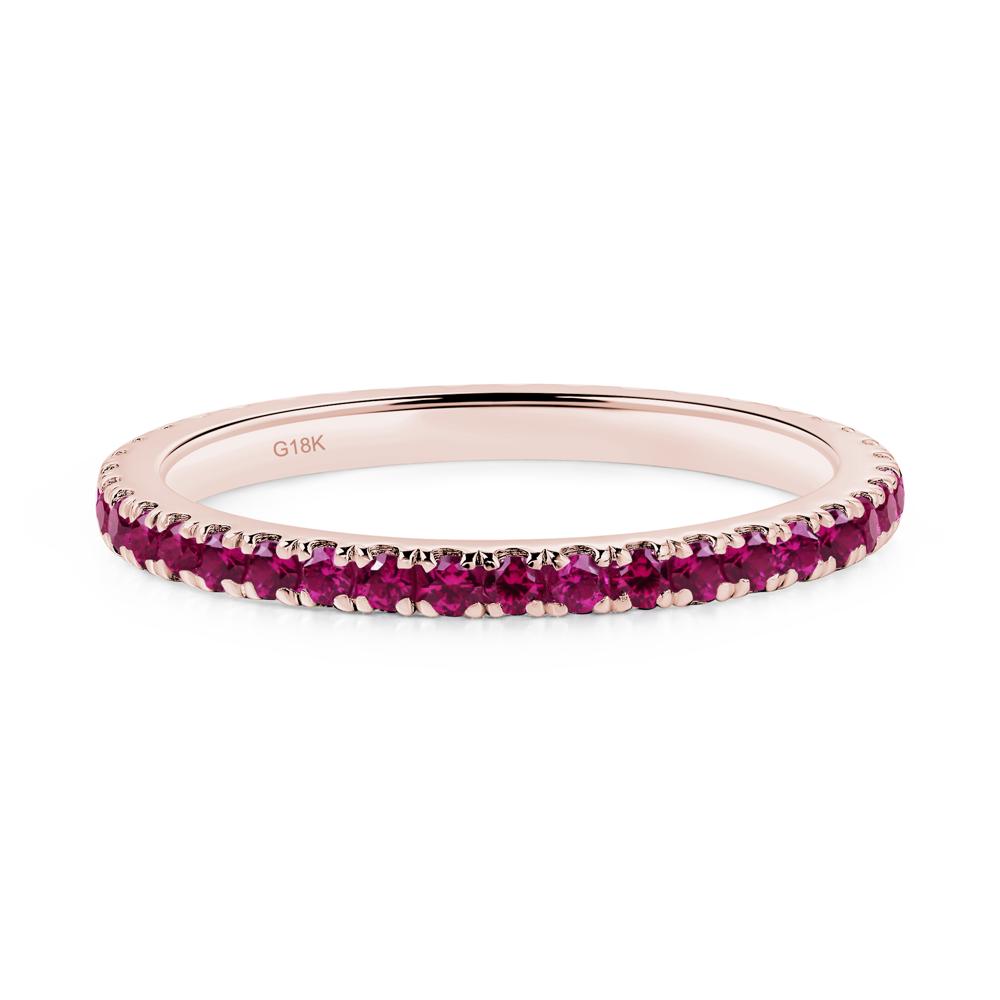 Lab Created Ruby Pave Eternity Ring - LUO Jewelry #metal_18k rose gold