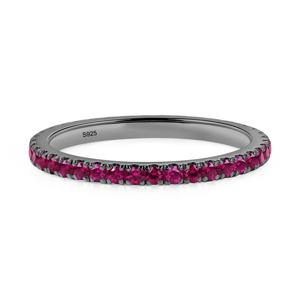 Lab Created Ruby Pave Eternity Ring - LUO Jewelry #metal_black finish sterling silver