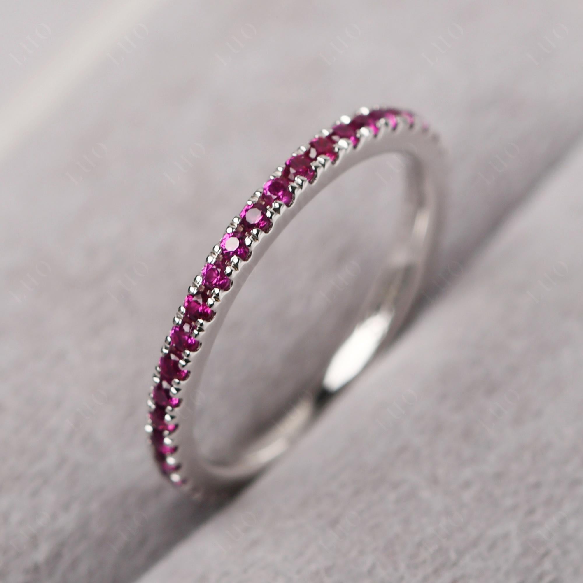 Lab Created Ruby Pave Eternity Ring - LUO Jewelry