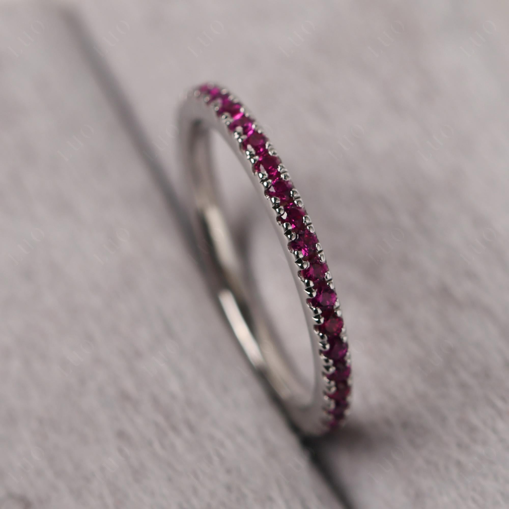 Lab Created Ruby Pave Eternity Ring - LUO Jewelry