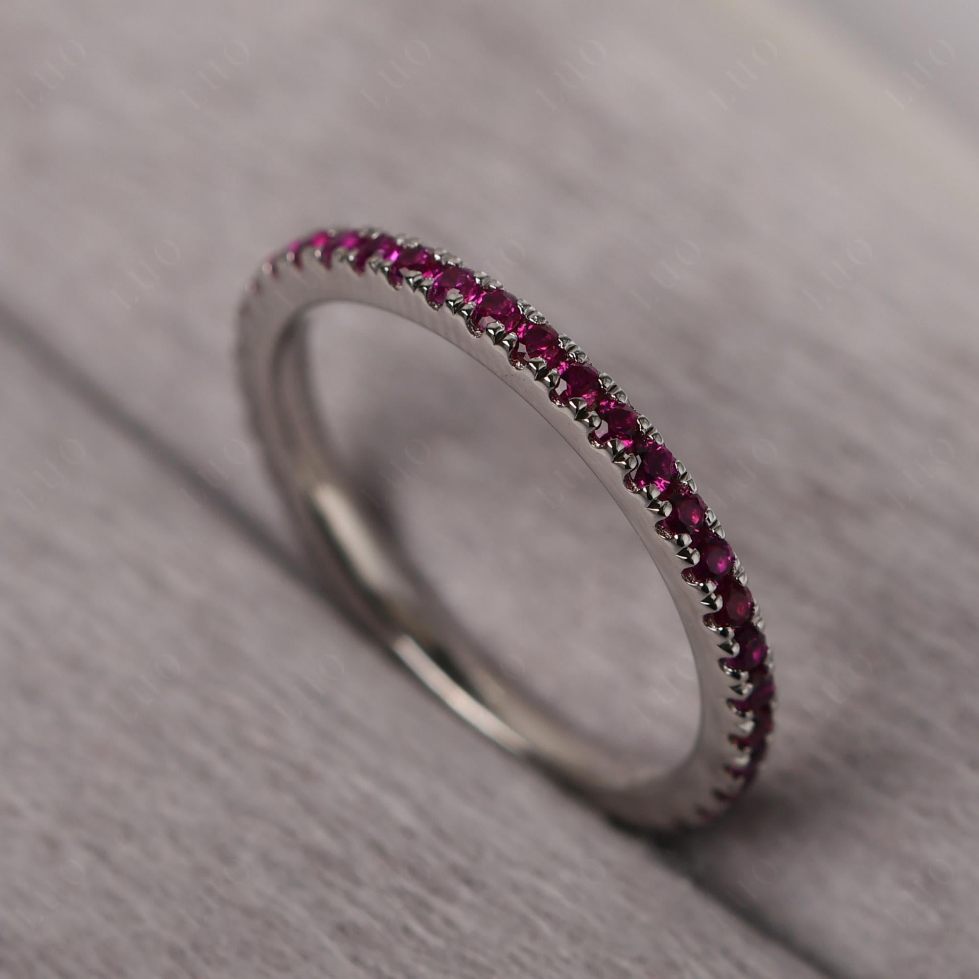 Lab Created Ruby Pave Eternity Ring - LUO Jewelry