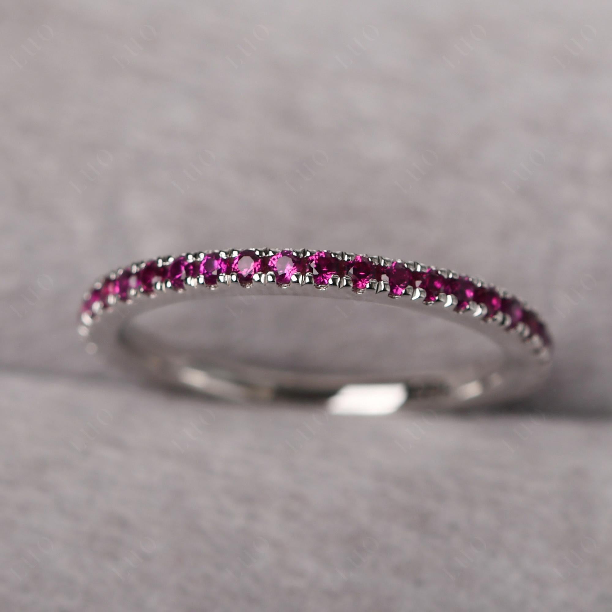 Lab Created Ruby Pave Eternity Ring - LUO Jewelry