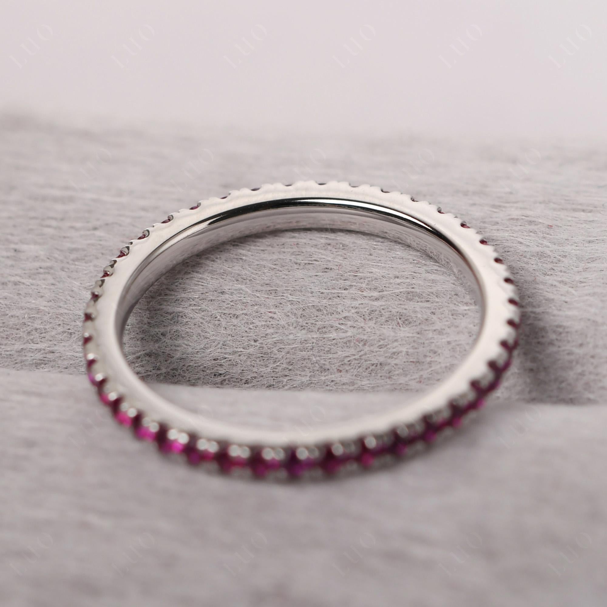 Lab Created Ruby Pave Eternity Ring - LUO Jewelry