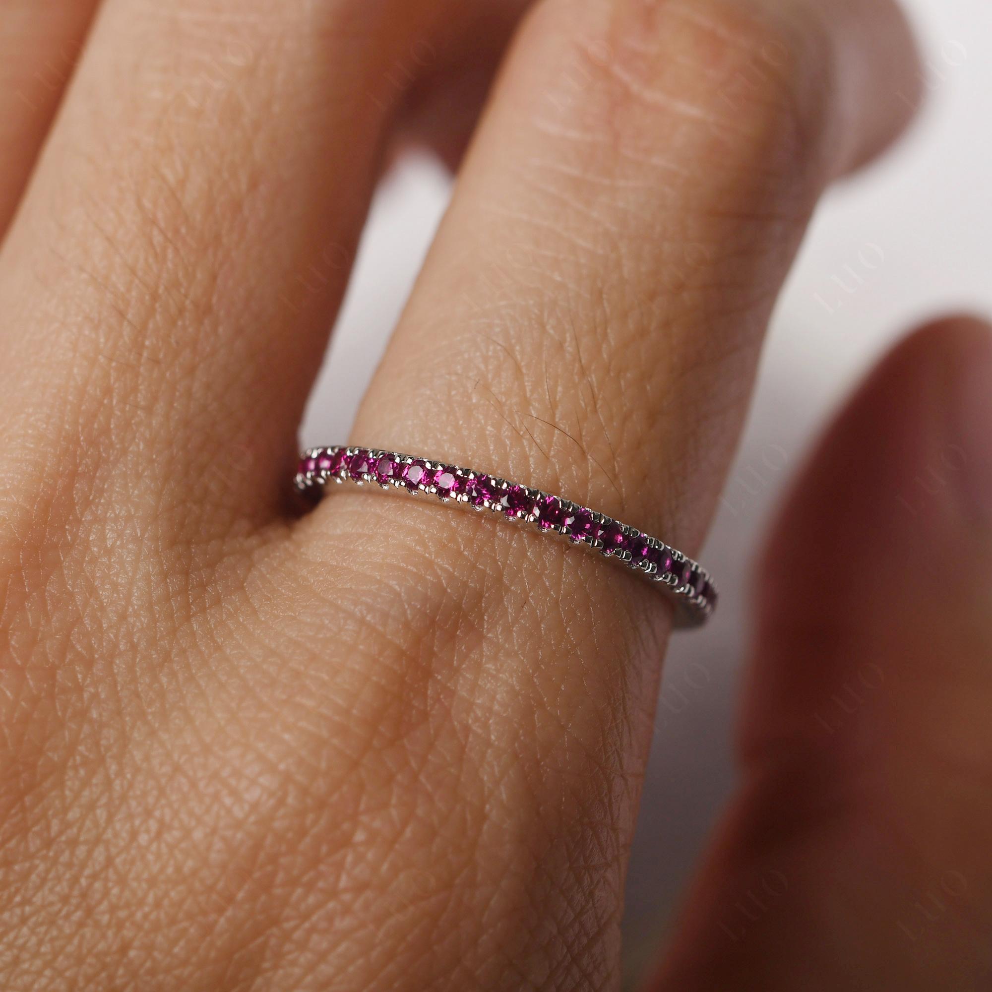 Lab Created Ruby Pave Eternity Ring - LUO Jewelry