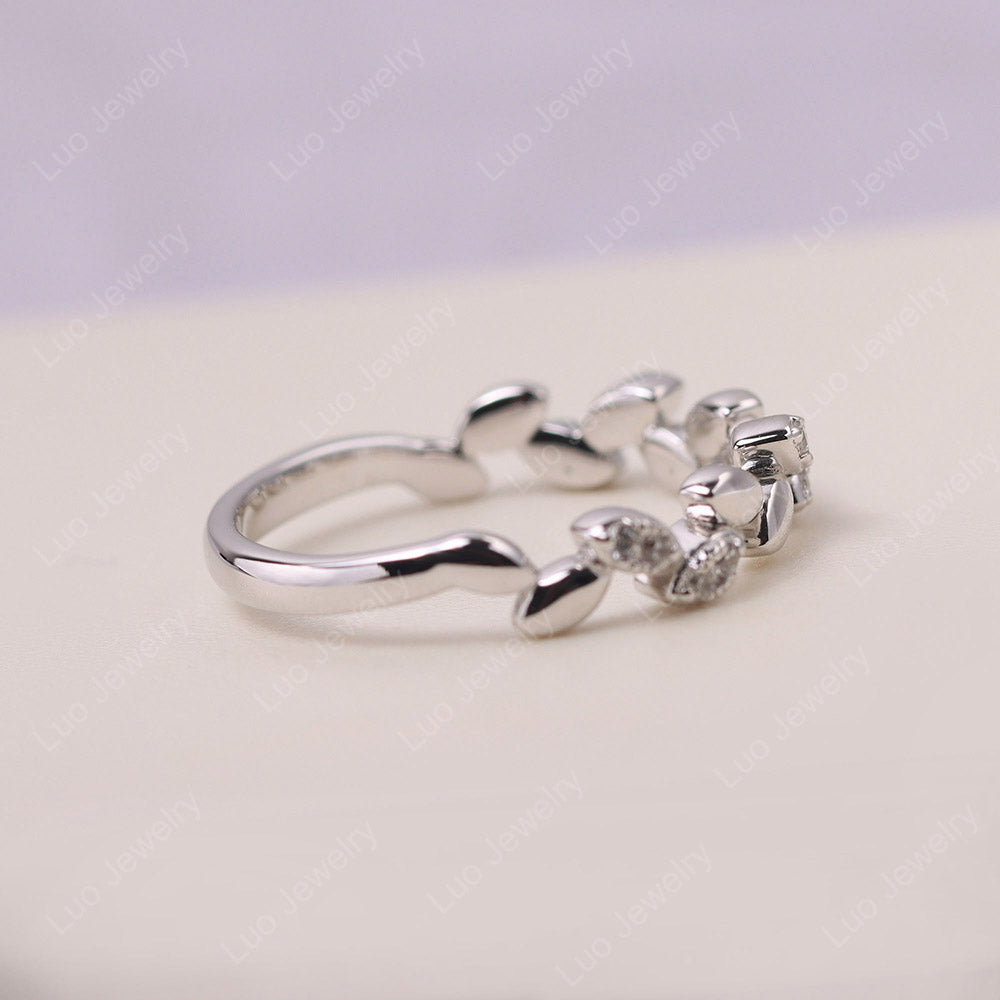 Cubic Zirconia Leaf Band Ring