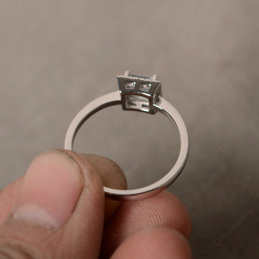 Aquamarine Halo Engagement Ring Square Cut - LUO Jewelry