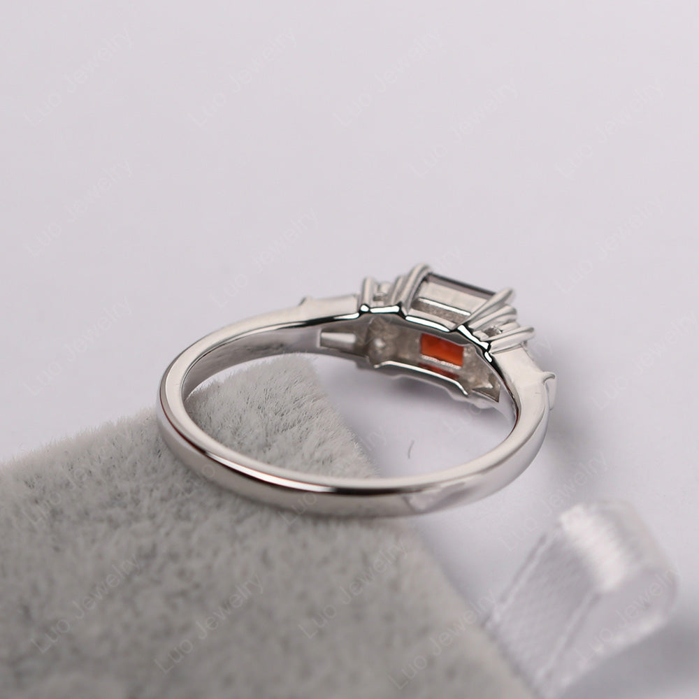 Art Deco Princess Cut Garnet Wedding Ring - LUO Jewelry