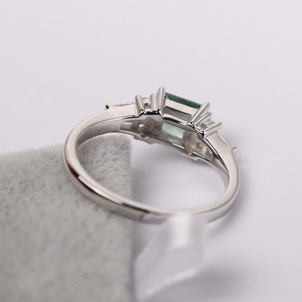 Art Deco Princess Cut Green Sapphire Wedding Ring - LUO Jewelry