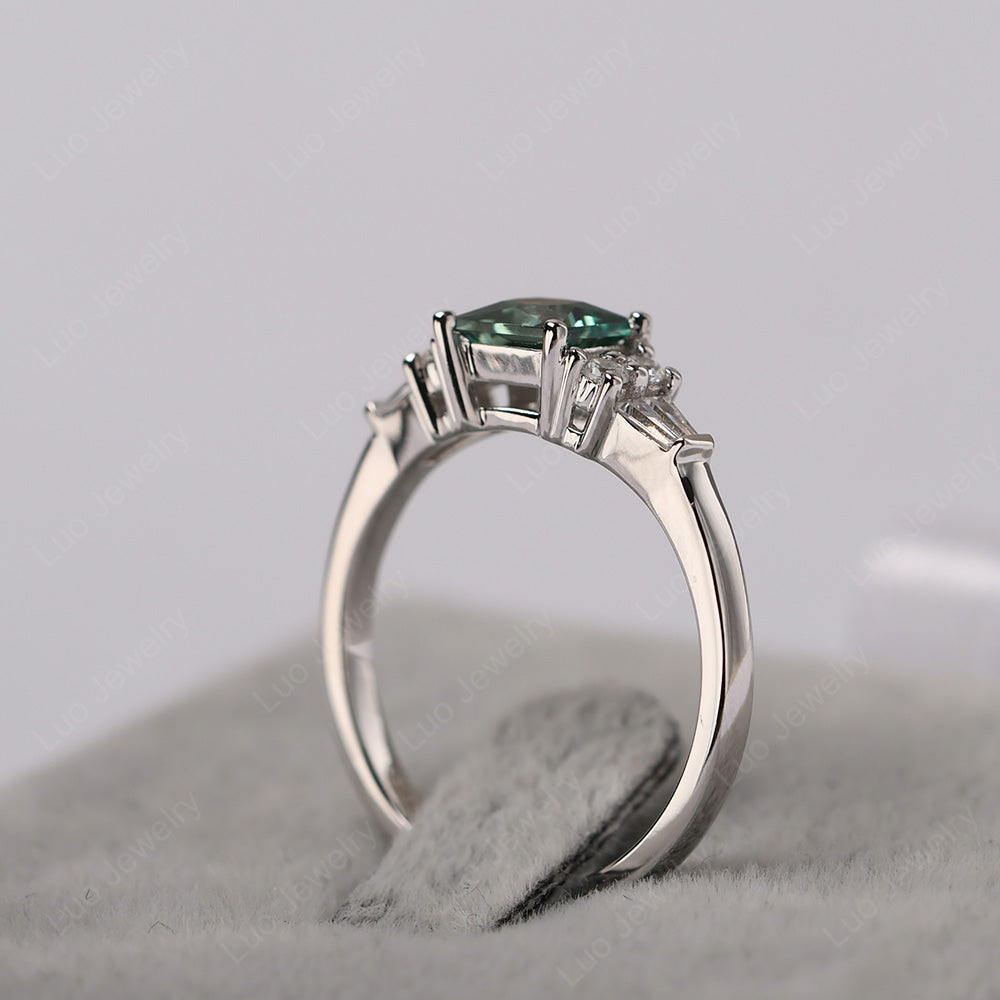 Art Deco Princess Cut Green Sapphire Wedding Ring - LUO Jewelry