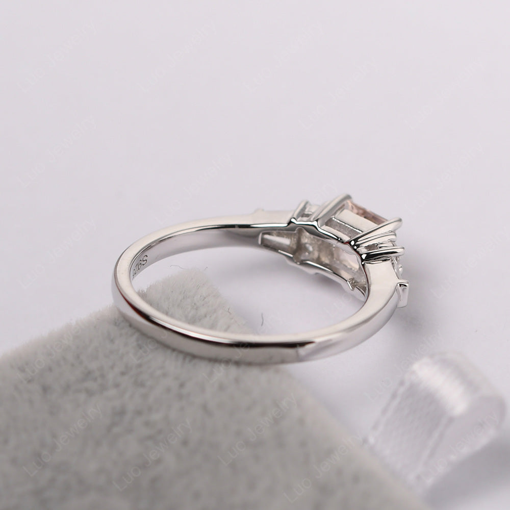 Art Deco Princess Cut Morganite Wedding Ring - LUO Jewelry