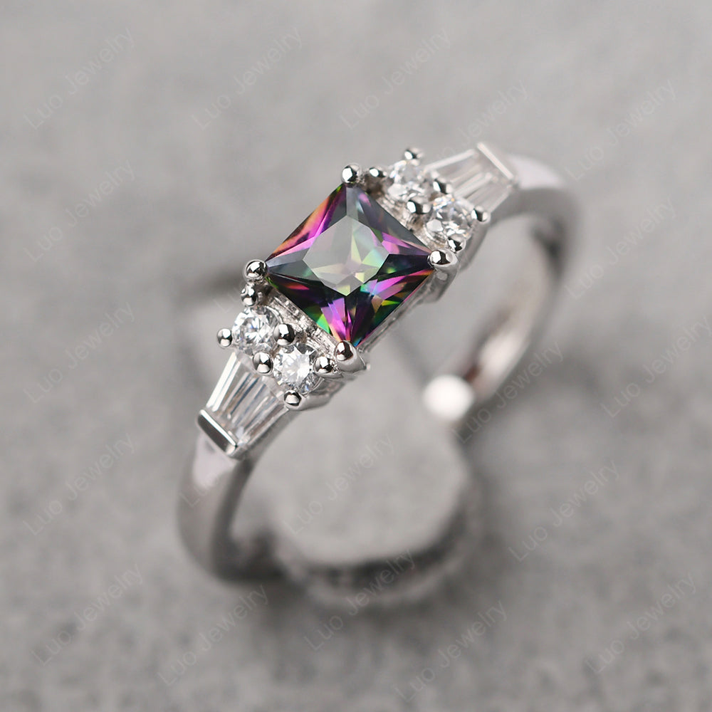 Art Deco Princess Cut Mystic Topaz Wedding Ring - LUO Jewelry