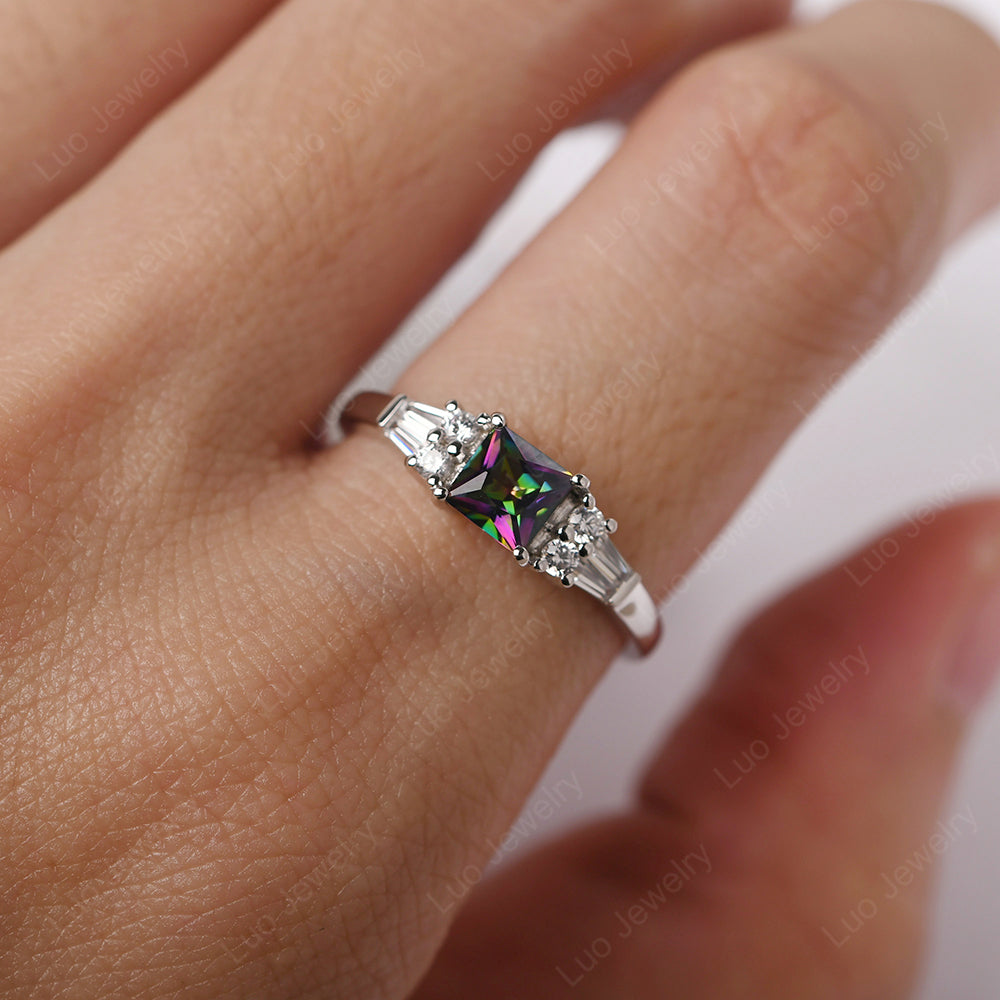 Art Deco Princess Cut Mystic Topaz Wedding Ring - LUO Jewelry