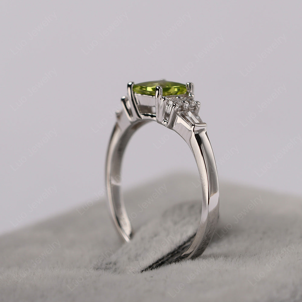 Art Deco Square Cut Peridot Wedding Ring - LUO Jewelry