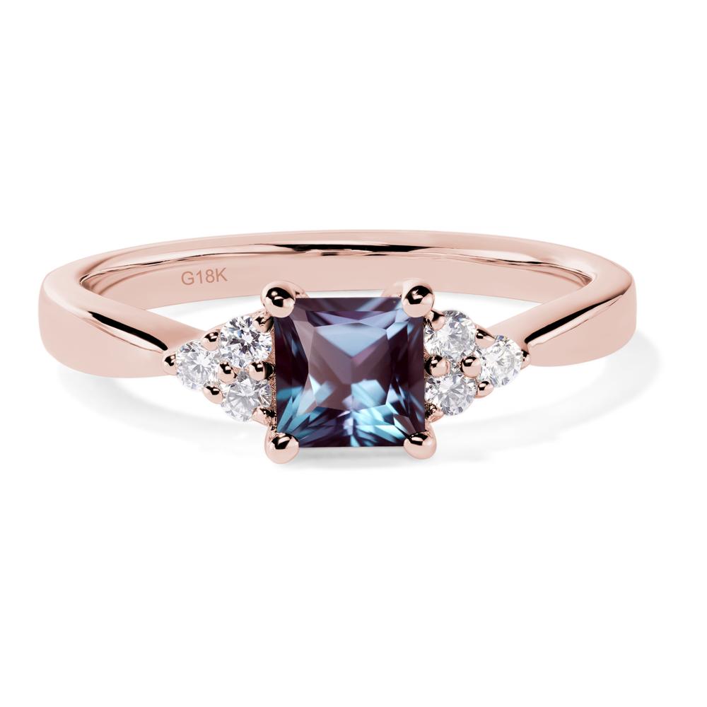 Princess Cut Lab Alexandrite Petite Ring - LUO Jewelry #metal_18k rose gold