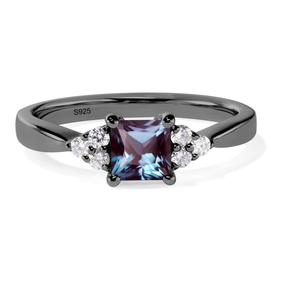 Princess Cut Lab Alexandrite Petite Ring - LUO Jewelry #metal_black finish sterling silver