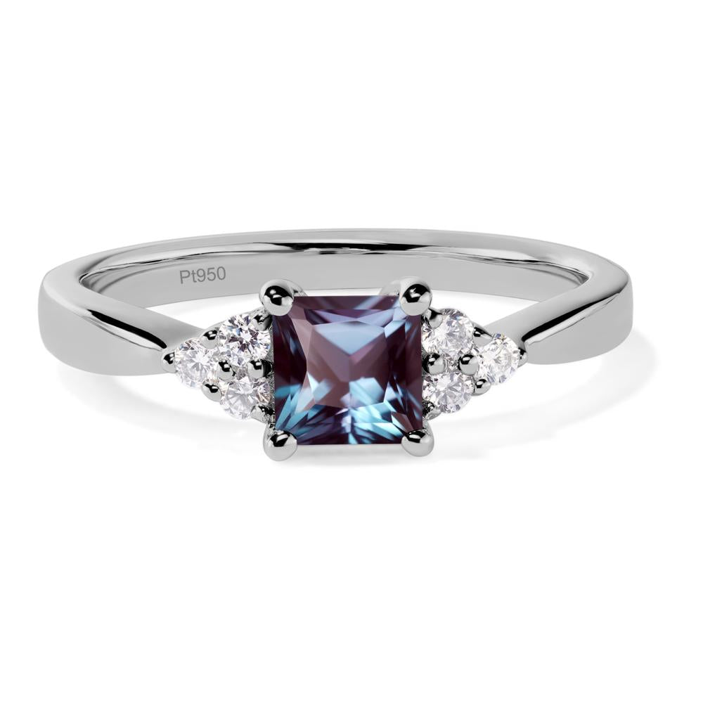 Princess Cut Lab Alexandrite Petite Ring - LUO Jewelry #metal_platinum